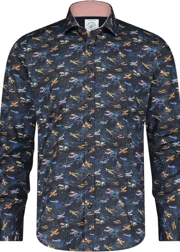 A Fish Named Fred Aeroplanes Shirt Navy