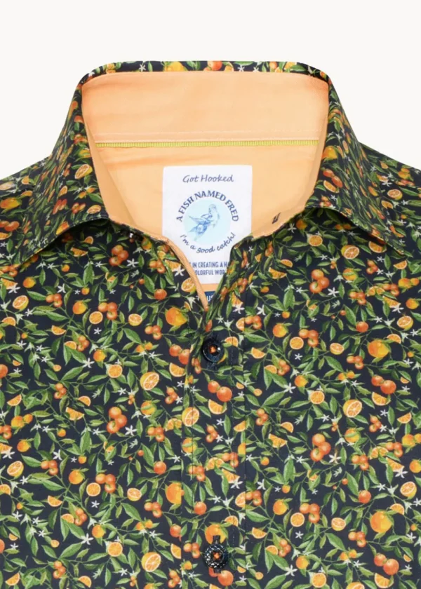 A Fish Named Fred Citrus Shirt Navy Blue