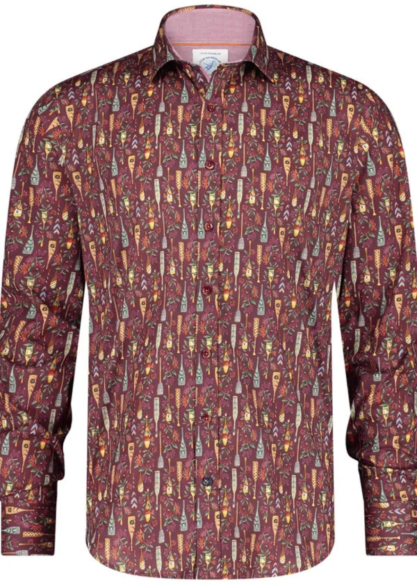A Fish Named Fred Colorful Paddies Shirt Burgundy