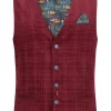 A Fish Named Fred Corduroy Waistcoat Burgundy
