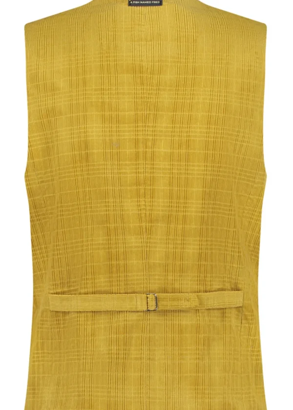 A Fish Named Fred Corduroy Waistcoat Gold