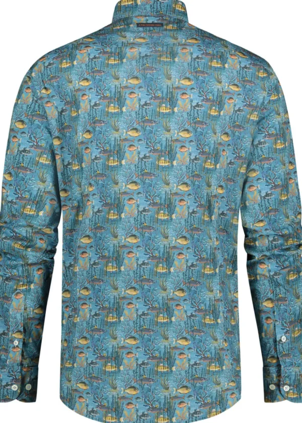 A Fish Named Fred Fish Coral Shirt Blue