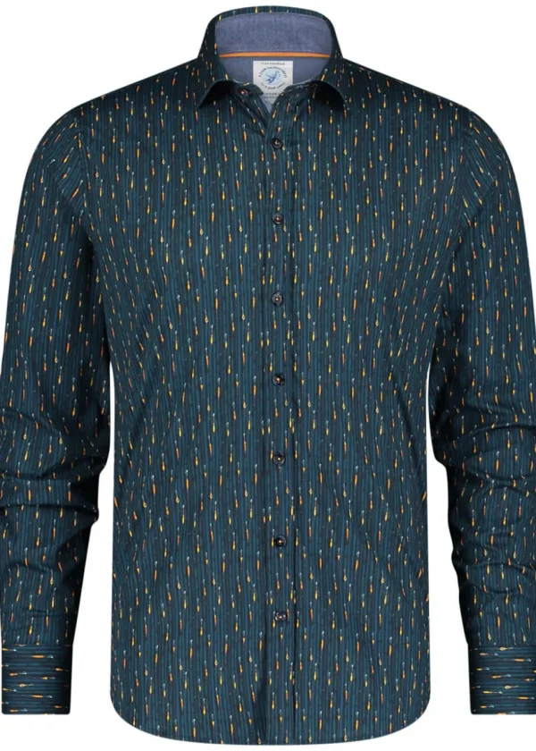 A Fish Named Fred Fishing Pole Shirt Navy