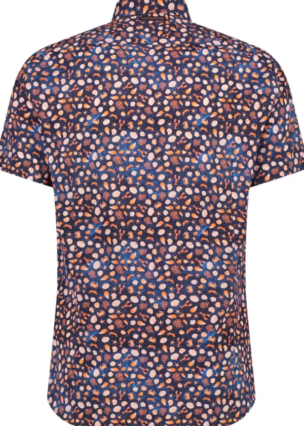 A Fish Named Fred Lobster Set Short Sleeve Shirt Navy