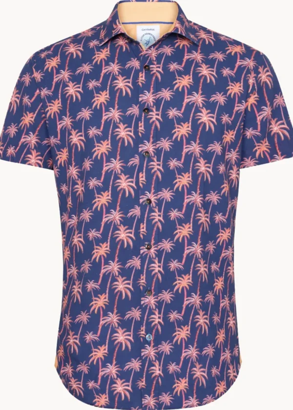 A Fish Named Fred Palm Trees Shirt Cobalt Blue