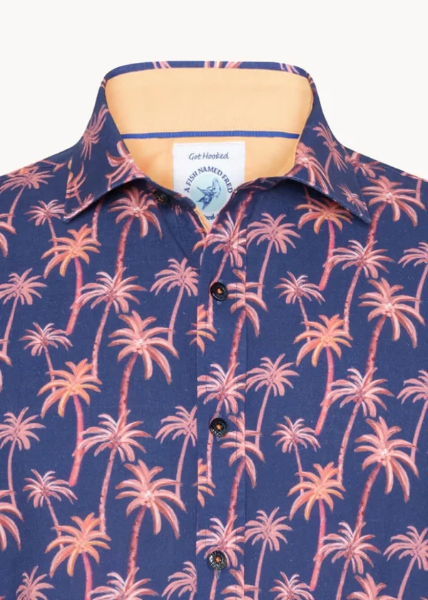 A Fish Named Fred Palm Trees Shirt Cobalt Blue