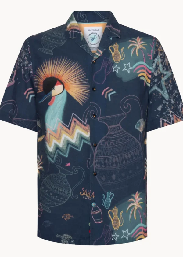 A Fish Named Fred Sunset Sahara Shirt Cobalt Blue