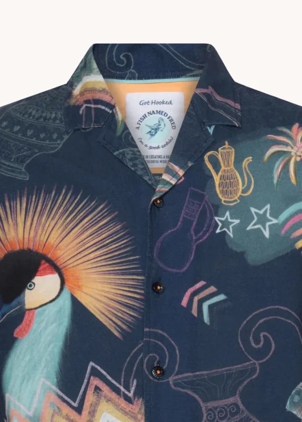 A Fish Named Fred Sunset Sahara Shirt Cobalt Blue