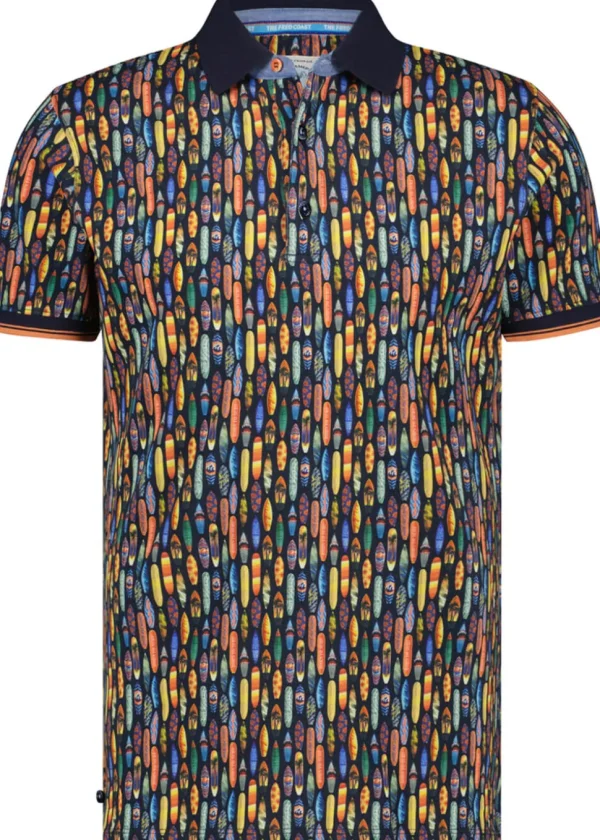 A Fish Named Fred Surfboards Polo Navy Blue