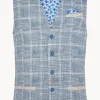 A Fish Named Fred Travel Check Waistcoat Cobalt Blue