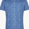 A Fish Named Fred Watercolor Stripes Shirt Cobalt Blue