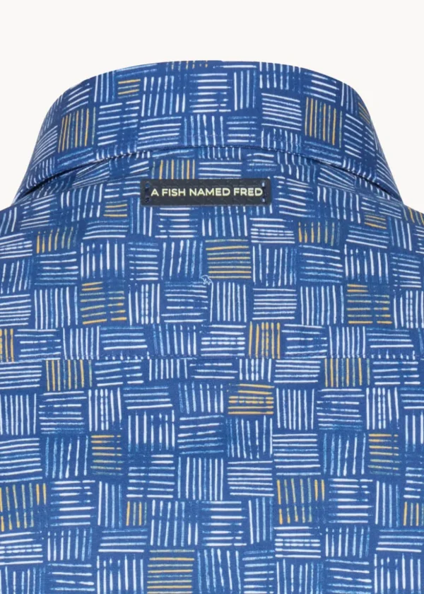 A Fish Named Fred Watercolor Stripes Shirt Cobalt Blue