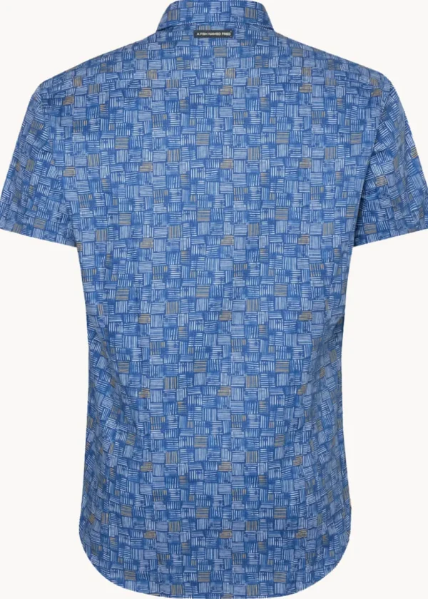 A Fish Named Fred Watercolor Stripes Shirt Cobalt Blue
