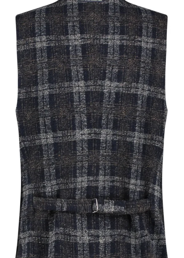 A Fish Named Fred Wool Check Waistcoat Brown