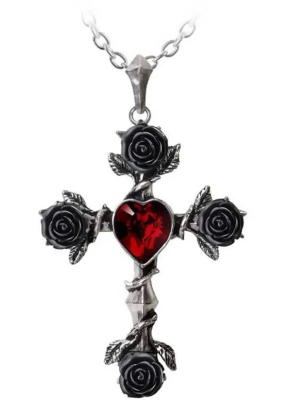 Alchemy Black Rosifix Necklace Red