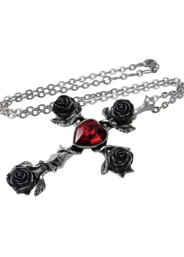 Alchemy Black Rosifix Necklace Red