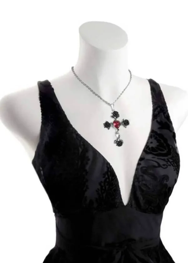 Alchemy Black Rosifix Necklace Red