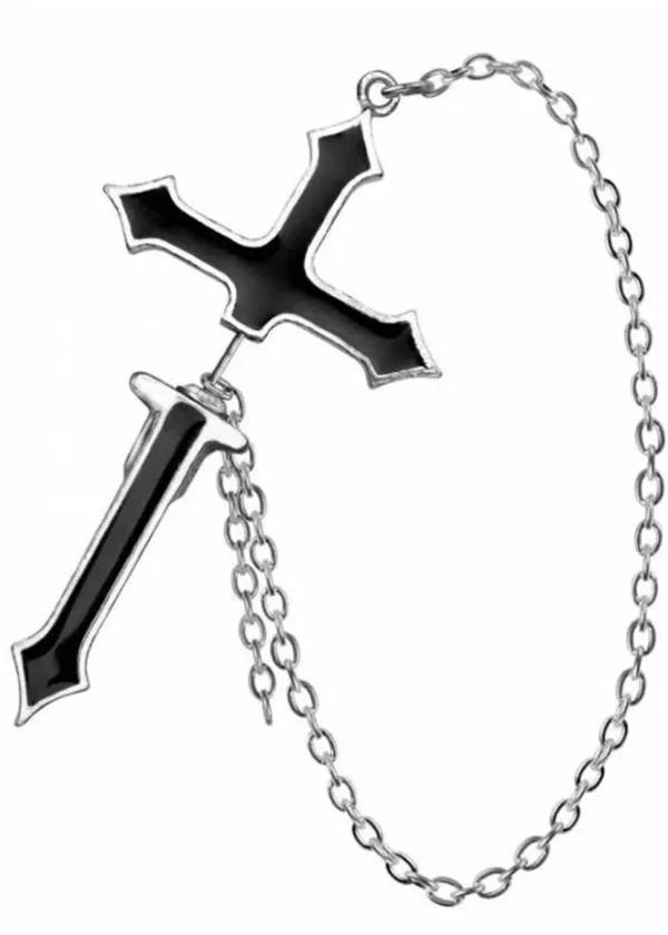 Alchemy Impalare Cross Earring Black
