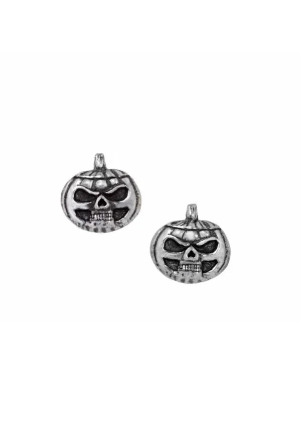 Alchemy Pumpkin Skull Stud Earrings