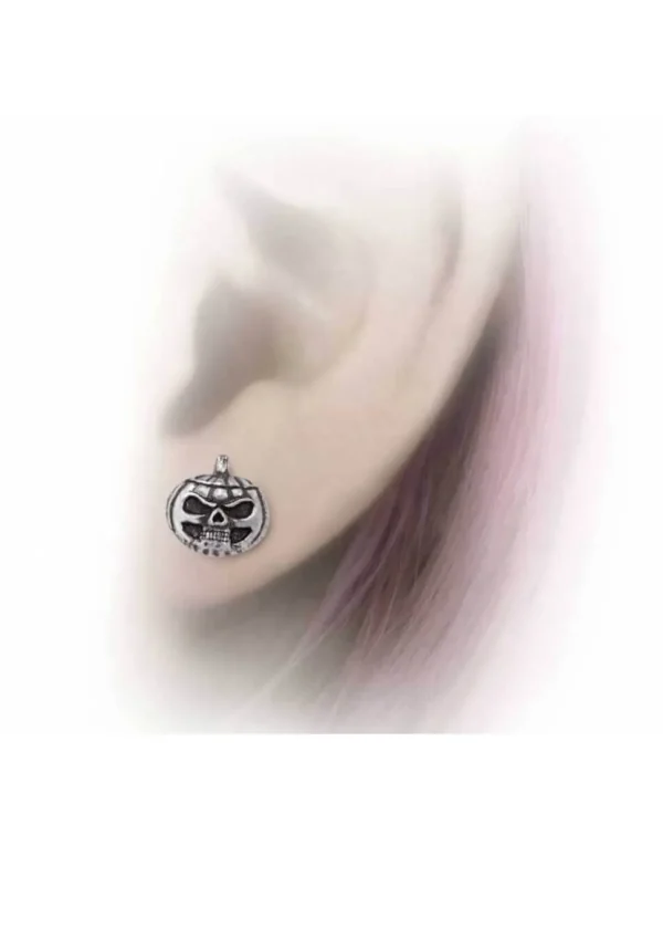 Alchemy Pumpkin Skull Stud Earrings