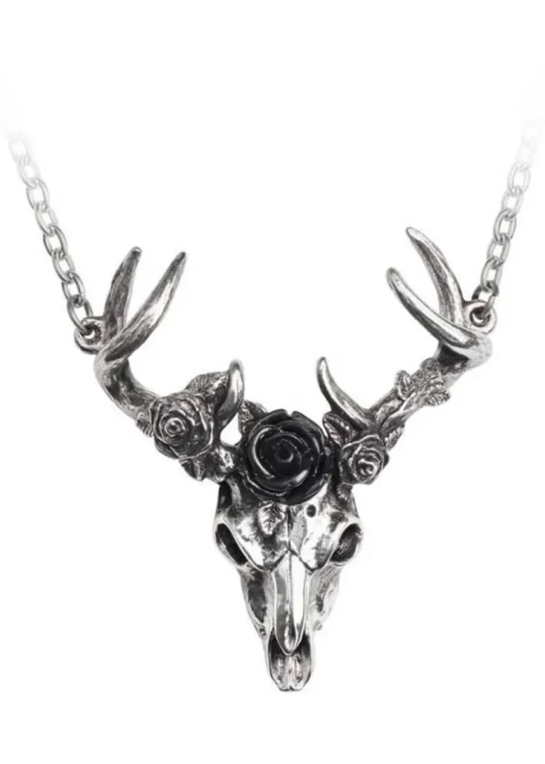 Alchemy White Hart Black Rose Stag Necklace