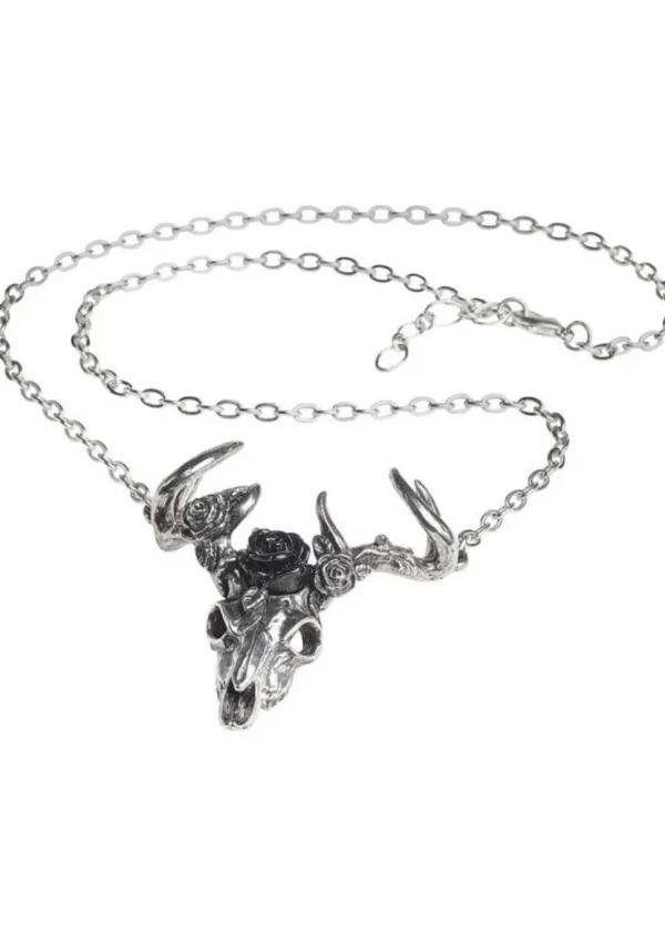 Alchemy White Hart Black Rose Stag Necklace