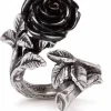 Alchemy Wild Black Rose Ring Silver