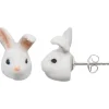And Mary Cute Bunny Head Stud Earrings White