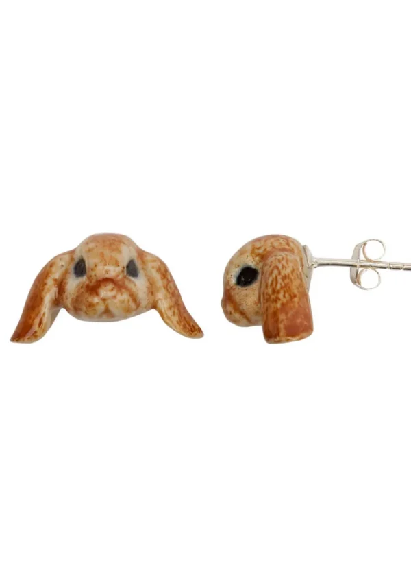 And Mary Floppy Eared Bunny Stud Earring Brown