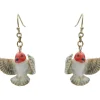 And Mary Flying Robin Earrings Red