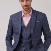 Antique Rogue Mens Buick Overcheck Waistcoat Navy