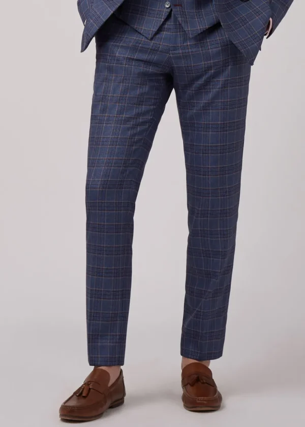 Antique Rogue Mens Buick Overcheck Trousers Navy