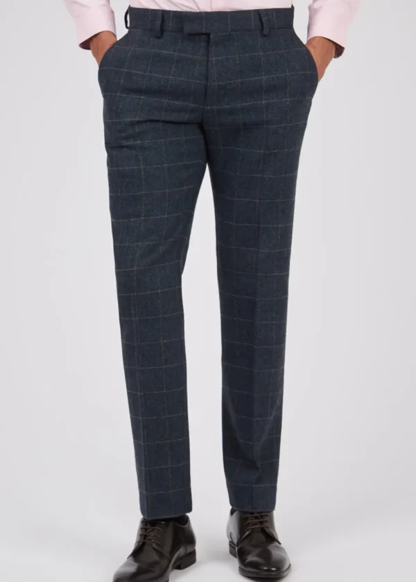 Antique Rogue Men's Dax Herringbone Trousers Teal