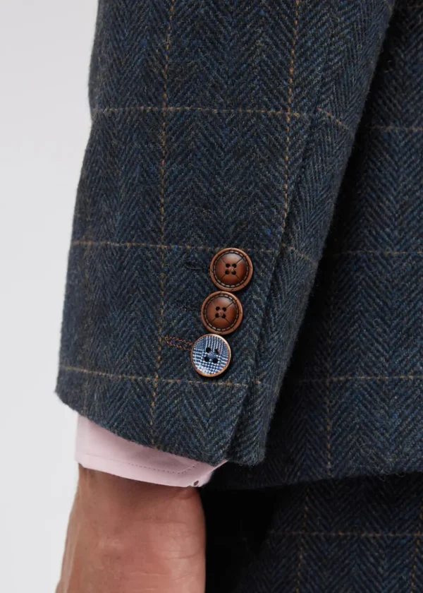 Antique Rogue Men's Dax Herringbone Jacket Colbert Teal
