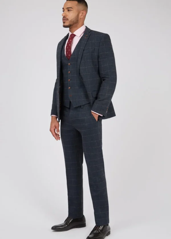 Antique Rogue Men's Dax Herringbone Trousers Teal
