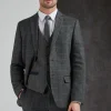 Antique Rogue Mens Emerson Herringbone Waistcoat Grey Blue