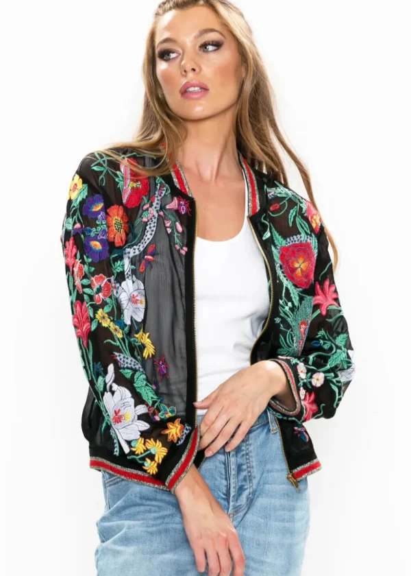 Aratta Bellezza Embroided Collage Jacket Black