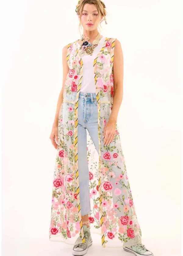Aratta Madame Pompadour Maxi Duster Pink