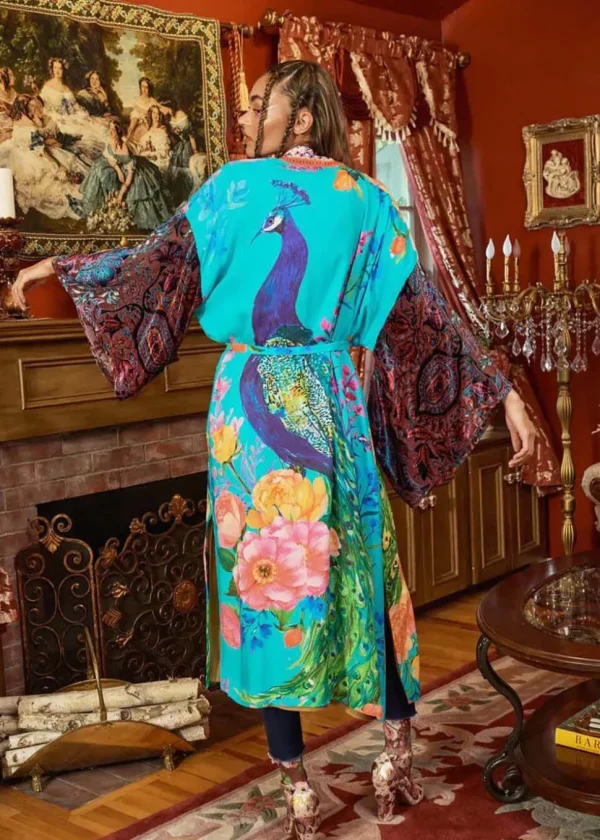Aratta Peacock Kimono Aqua Blue