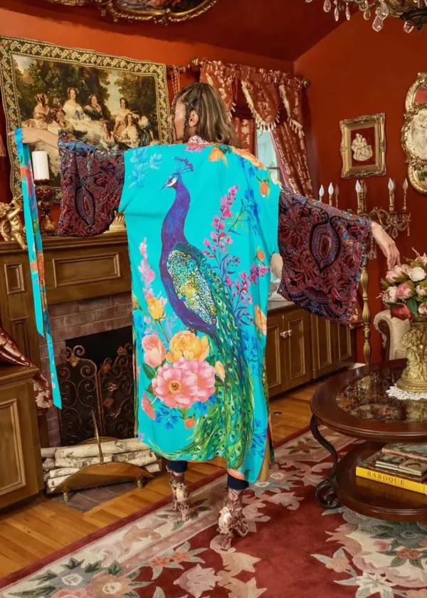 Aratta Peacock Kimono Aqua Blue