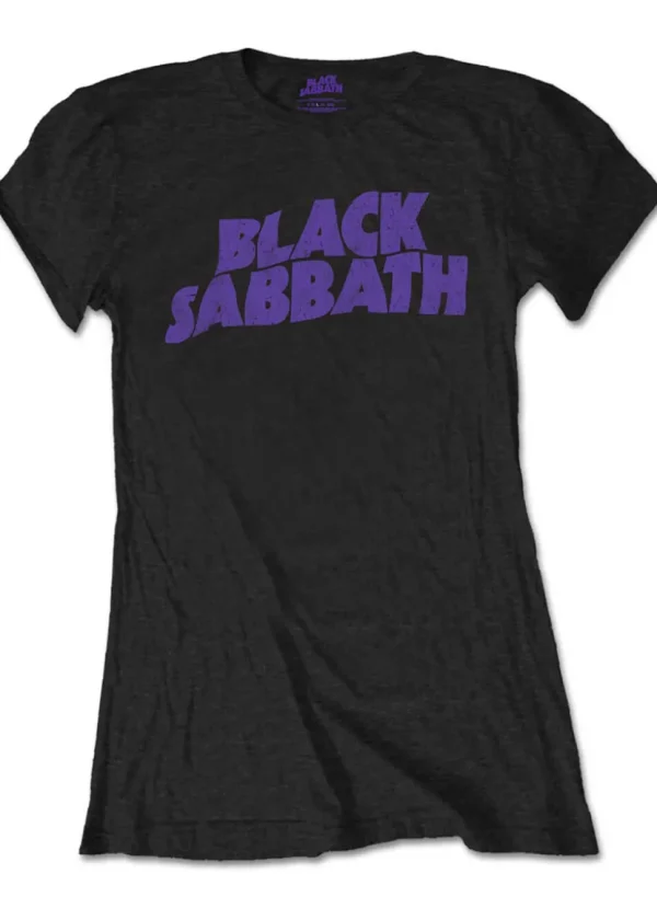 Band Shirts Black Sabbath Wavy Girly Logo T-Shirt Black