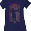 Band Shirts Janis Joplin Paisley & Flowers Frame Girly T-Shirt Navy