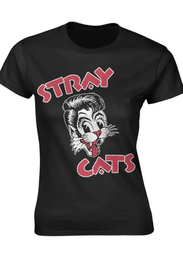Band Shirts Stray Cats Cat Logo Girly T-Shirt Black