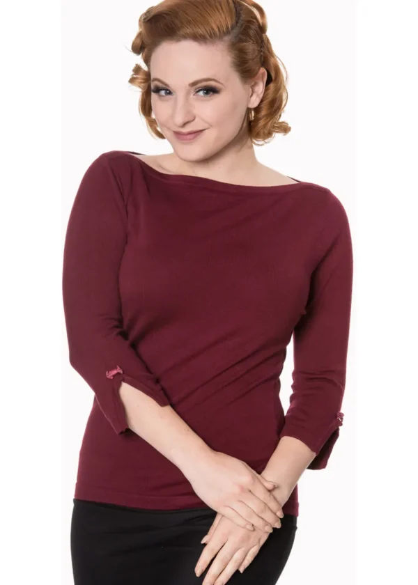 Banned Addicted 50's Sweater Burgundy Red