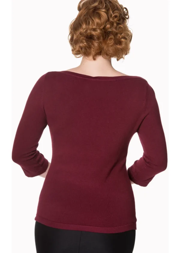 Banned Addicted 50's Sweater Burgundy Red