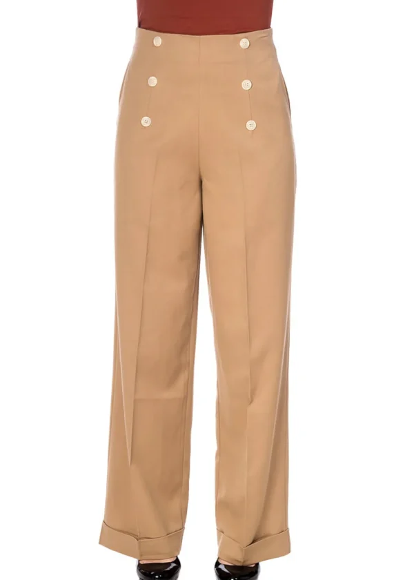 Banned Adventures Ahead 40's Trousers Tan Brown