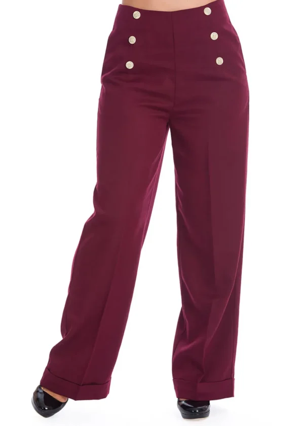 Banned Adventures Ahead 40's Trousers Burgundy