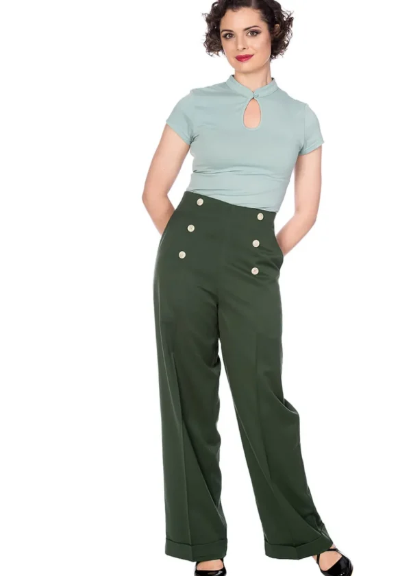 Banned Adventures Ahead 40's Trousers Dark Green