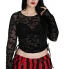 Banned Alternative Bat Lace Up Top Black