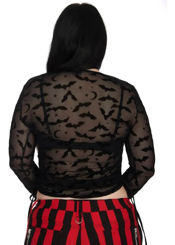 Banned Alternative Bat Lace Up Top Black